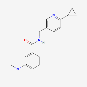 molecular formula C18H21N3O B2496208 N-[(6-环丙基吡啶-3-基)甲基]-3-(二甲胺基)苯甲酰胺 CAS No. 2097915-43-8