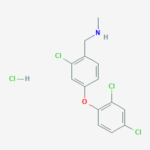 molecular formula C14H13Cl4NO B2496209 {[2-Chloro-4-(2,4-dichlorophenoxy)phenyl]methyl}(methyl)amine hydrochloride CAS No. 2089277-33-6