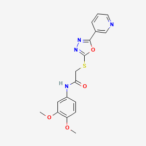 molecular formula C17H16N4O4S B2496210 N-(3,4-dimethoxyphenyl)-2-[(5-pyridin-3-yl-1,3,4-oxadiazol-2-yl)sulfanyl]acetamide CAS No. 898500-68-0