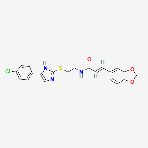 (E)-3-(benzo[d][1,3]dioxol-5-yl)-N-(2-((5-(4-chlorophenyl)-1H-imidazol-2-yl)thio)ethyl)acrylamide