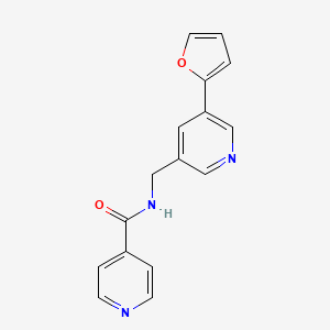 molecular formula C16H13N3O2 B2496218 N-((5-(呋喃-2-基)吡啶-3-基)甲基)异烟酰胺 CAS No. 2034612-39-8