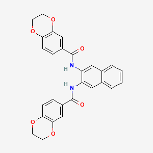molecular formula C28H22N2O6 B2496220 N-[3-(2,3-二氢-1,4-苯并二噁杂环己烷-6-甲酰氨基)萘-2-基]-2,3-二氢-1,4-苯并二噁杂环己烷-6-甲酰胺 CAS No. 477556-83-5