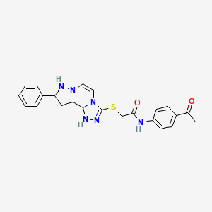 molecular formula C23H18N6O2S B2496237 N-(4-acetylphenyl)-2-({11-phenyl-3,4,6,9,10-pentaazatricyclo[7.3.0.0^{2,6}]dodeca-1(12),2,4,7,10-pentaen-5-yl}sulfanyl)acetamide CAS No. 1207044-90-3
