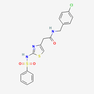 molecular formula C18H16ClN3O3S2 B2496247 N-(4-chlorobenzyl)-2-(2-(phenylsulfonamido)thiazol-4-yl)acetamide CAS No. 922130-09-4