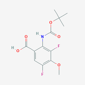 molecular formula C13H15F2NO5 B2496255 3,5-Difluoro-4-methoxy-2-[(2-methylpropan-2-yl)oxycarbonylamino]benzoic acid CAS No. 2248281-43-6