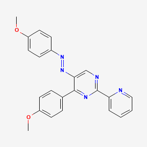 molecular formula C23H19N5O2 B2496256 4-(4-Methoxyphenyl)-5-[2-(4-methoxyphenyl)diazenyl]-2-(2-pyridinyl)pyrimidine CAS No. 339279-56-0