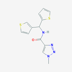molecular formula C13H12N4OS2 B2496257 1-methyl-N-(thiophen-2-yl(thiophen-3-yl)methyl)-1H-1,2,3-triazole-4-carboxamide CAS No. 2034306-09-5