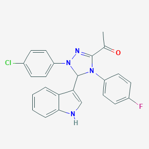 molecular formula C24H18ClFN4O B249626 1-[1-(4-chlorophenyl)-4-(4-fluorophenyl)-5-(1H-indol-3-yl)-4,5-dihydro-1H-1,2,4-triazol-3-yl]ethanone 