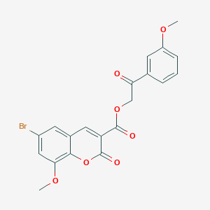 molecular formula C20H15BrO7 B2496264 2-(3-methoxyphenyl)-2-oxoethyl 6-bromo-8-methoxy-2-oxo-2H-chromene-3-carboxylate CAS No. 868153-51-9