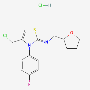 molecular formula C15H17Cl2FN2OS B2496269 4-(chloromethyl)-3-(4-fluorophenyl)-N-(oxolan-2-ylmethyl)-1,3-thiazol-2-imine;hydrochloride CAS No. 1049748-33-5