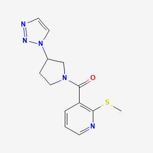 molecular formula C13H15N5OS B2496272 (3-(1H-1,2,3-三唑-1-基)吡咯烷-1-基)(2-(甲硫基)吡啶-3-基)甲酮 CAS No. 1788949-64-3