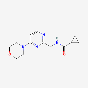 molecular formula C13H18N4O2 B2496273 N-((4-吗啉基嘧啶-2-基)甲基)环丙烷甲酰胺 CAS No. 1797718-11-6