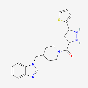 1-({1-[3-(thiophen-2-yl)-1H-pyrazole-5-carbonyl]piperidin-4-yl}methyl)-1H-1,3-benzodiazole
