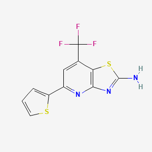 molecular formula C11H6F3N3S2 B2496275 5-(噻吩-2-基)-7-(三氟甲基)-[1,3]噻唑并[4,5-b]吡啶-2-胺 CAS No. 743453-27-2