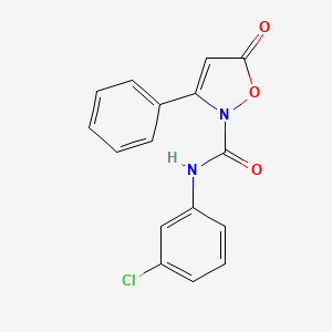 molecular formula C16H11ClN2O3 B2496279 N-(3-chlorophenyl)-5-oxo-3-phenyl-2(5H)-isoxazolecarboxamide CAS No. 320423-39-0