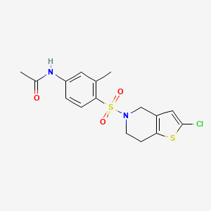 molecular formula C16H17ClN2O3S2 B2496280 N-(4-((2-氯-6,7-二氢噻吩[3,2-c]吡啶-5(4H)-基)磺酰)-3-甲基苯基)乙酰胺 CAS No. 2034554-15-7