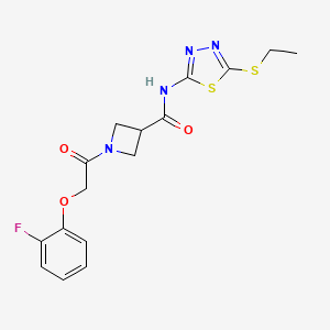 molecular formula C16H17FN4O3S2 B2496293 N-(5-(ethylthio)-1,3,4-thiadiazol-2-yl)-1-(2-(2-fluorophenoxy)acetyl)azetidine-3-carboxamide CAS No. 1448056-27-6