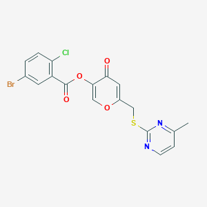 6-(((4-methylpyrimidin-2-yl)thio)methyl)-4-oxo-4H-pyran-3-yl 5-bromo-2-chlorobenzoate