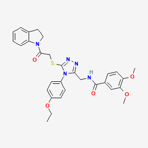 molecular formula C30H31N5O5S B2496311 N-((4-(4-乙氧苯基)-5-((2-(吲哚啉-1-基)-2-氧代乙基)硫基)-4H-1,2,4-三唑-3-基)甲基)-3,4-二甲氧基苯甲酰胺 CAS No. 309969-24-2