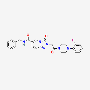 molecular formula C26H25FN6O3 B2496317 N-benzyl-2-(2-(4-(2-fluorophenyl)piperazin-1-yl)-2-oxoethyl)-3-oxo-2,3-dihydro-[1,2,4]triazolo[4,3-a]pyridine-6-carboxamide CAS No. 1251669-92-7
