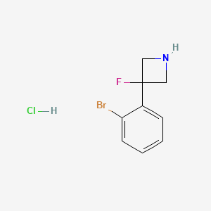 molecular formula C9H10BrClFN B2496318 3-(2-Bromophenyl)-3-fluoroazetidine;hydrochloride CAS No. 2408959-38-4