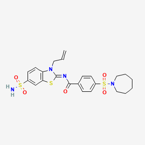 molecular formula C23H26N4O5S3 B2496319 (Z)-N-(3-allyl-6-sulfamoylbenzo[d]thiazol-2(3H)-ylidene)-4-(azepan-1-ylsulfonyl)benzamide CAS No. 865176-21-2