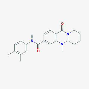 molecular formula C22H25N3O2 B2496328 N-(3,4-dimethylphenyl)-5-methyl-11-oxo-5,6,7,8,9,11-hexahydro-5aH-pyrido[2,1-b]quinazoline-3-carboxamide CAS No. 1574560-83-0