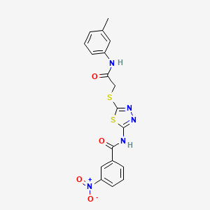 molecular formula C18H15N5O4S2 B2496330 3-nitro-N-(5-((2-oxo-2-(m-tolylamino)ethyl)thio)-1,3,4-thiadiazol-2-yl)benzamide CAS No. 392292-19-2