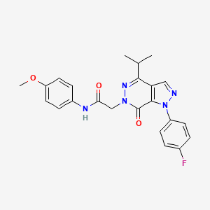 molecular formula C23H22FN5O3 B2496332 2-(1-(4-氟苯基)-4-异丙基-7-氧代-1H-吡唑并[3,4-d]吡啶-6(7H)-基)-N-(4-甲氧基苯基)乙酰胺 CAS No. 946379-22-2
