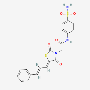 molecular formula C20H17N3O5S2 B2496337 2-((Z)-2,4-dioxo-5-((E)-3-phenylallylidene)thiazolidin-3-yl)-N-(4-sulfamoylphenyl)acetamide CAS No. 433239-89-5