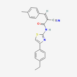 molecular formula C22H19N3OS B2496349 (Z)-2-Cyano-N-[4-(4-ethylphenyl)-1,3-thiazol-2-yl]-3-(4-methylphenyl)prop-2-enamide CAS No. 852026-74-5