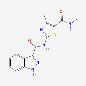 molecular formula C15H15N5O2S B2496358 2-(1H-吲唑-3-甲酰胺)-N,N,4-三甲基噻唑-5-甲酰胺 CAS No. 1219912-35-2