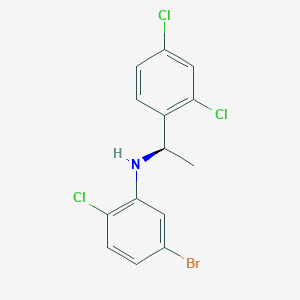 molecular formula C14H11BrCl3N B2496365 5-Bromo-2-chloro-N-[(1R)-1-(2,4-dichlorophenyl)ethyl]aniline CAS No. 1951425-02-7