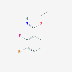 molecular formula C10H11BrFNO B2496370 Ethyl 3-bromo-2-fluoro-4-methylbenzenecarboximidate CAS No. 1379371-25-1