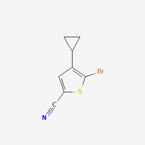 molecular formula C8H6BrNS B2496376 5-溴-4-(环丙基)噻吩-2-碳腈 CAS No. 2301170-03-4