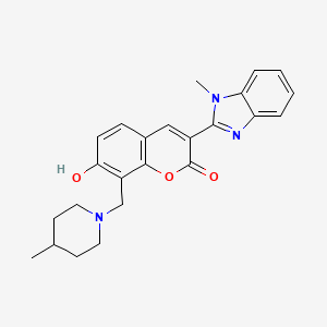 7-hydroxy-3-(1-methyl-1H-benzo[d]imidazol-2-yl)-8-((4-methylpiperidin-1-yl)methyl)-2H-chromen-2-one