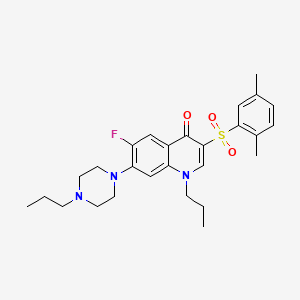 molecular formula C27H34FN3O3S B2496389 3-((2,5-dimethylphenyl)sulfonyl)-6-fluoro-1-propyl-7-(4-propylpiperazin-1-yl)quinolin-4(1H)-one CAS No. 892781-91-8