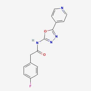 molecular formula C15H11FN4O2 B2496390 2-(4-氟苯基)-N-(5-(吡啶-4-基)-1,3,4-噁二唑-2-基)乙酰胺 CAS No. 868854-34-6