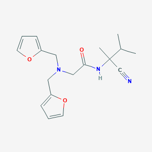 molecular formula C18H23N3O3 B2496395 2-{bis[(furan-2-yl)methyl]amino}-N-(1-cyano-1,2-dimethylpropyl)acetamide CAS No. 1325877-29-9