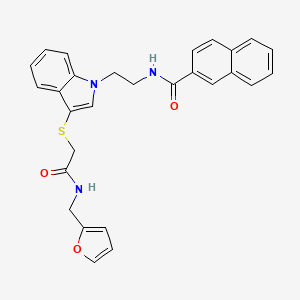 N-(2-(3-((2-((furan-2-ylmethyl)amino)-2-oxoethyl)thio)-1H-indol-1-yl)ethyl)-2-naphthamide