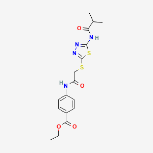 Ethyl 4-(2-((5-isobutyramido-1,3,4-thiadiazol-2-yl)thio)acetamido)benzoate