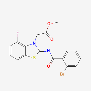 molecular formula C17H12BrFN2O3S B2496403 Methyl 2-[2-(2-bromobenzoyl)imino-4-fluoro-1,3-benzothiazol-3-yl]acetate CAS No. 865249-06-5