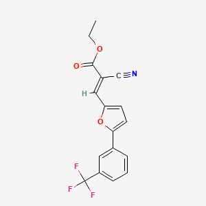 molecular formula C17H12F3NO3 B2496407 (E)-乙酸-2-氰-3-(5-(3-(三氟甲基)苯基)呋喃-2-基)丙烯酯 CAS No. 301687-84-3