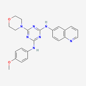 molecular formula C23H23N7O2 B2496410 N2-(4-甲氧苯基)-6-吗啉基-N4-(喹啉-6-基)-1,3,5-三嗪-2,4-二胺 CAS No. 946343-47-1