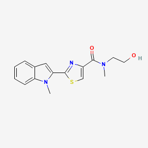 molecular formula C16H17N3O2S B2496434 N-(2-hydroxyethyl)-N-methyl-2-(1-methyl-1H-indol-2-yl)thiazole-4-carboxamide CAS No. 1170548-56-7