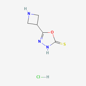 molecular formula C5H8ClN3OS B2496437 5-(氮杂环丙烷-3-基)-3H-1,3,4-噁二唑-2-硫酮；盐酸盐 CAS No. 2416243-16-6