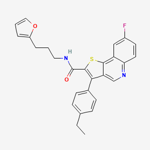 molecular formula C27H23FN2O2S B2496442 3-(4-乙基苯基)-8-氟-N-[3-(呋喃-2-基)丙基]噻吩[3,2-c]喹啉-2-甲酰胺 CAS No. 1223908-53-9