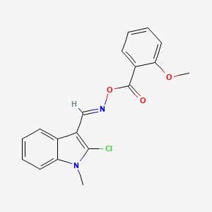 molecular formula C18H15ClN2O3 B2496448 2-氯-3-({[(2-甲氧基苯甲酰)氧]亚胺甲基}-1-甲基-1H-吲哚 CAS No. 477887-52-8