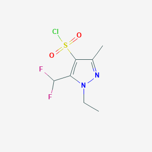 molecular formula C7H9ClF2N2O2S B2496449 5-(Difluoromethyl)-1-ethyl-3-methylpyrazole-4-sulfonyl chloride CAS No. 1946814-03-4