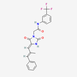 molecular formula C22H18F3N3O3 B2496452 2-((Z)-4-((E)-2-methyl-3-phenylallylidene)-2,5-dioxoimidazolidin-1-yl)-N-(3-(trifluoromethyl)phenyl)acetamide CAS No. 867312-01-4